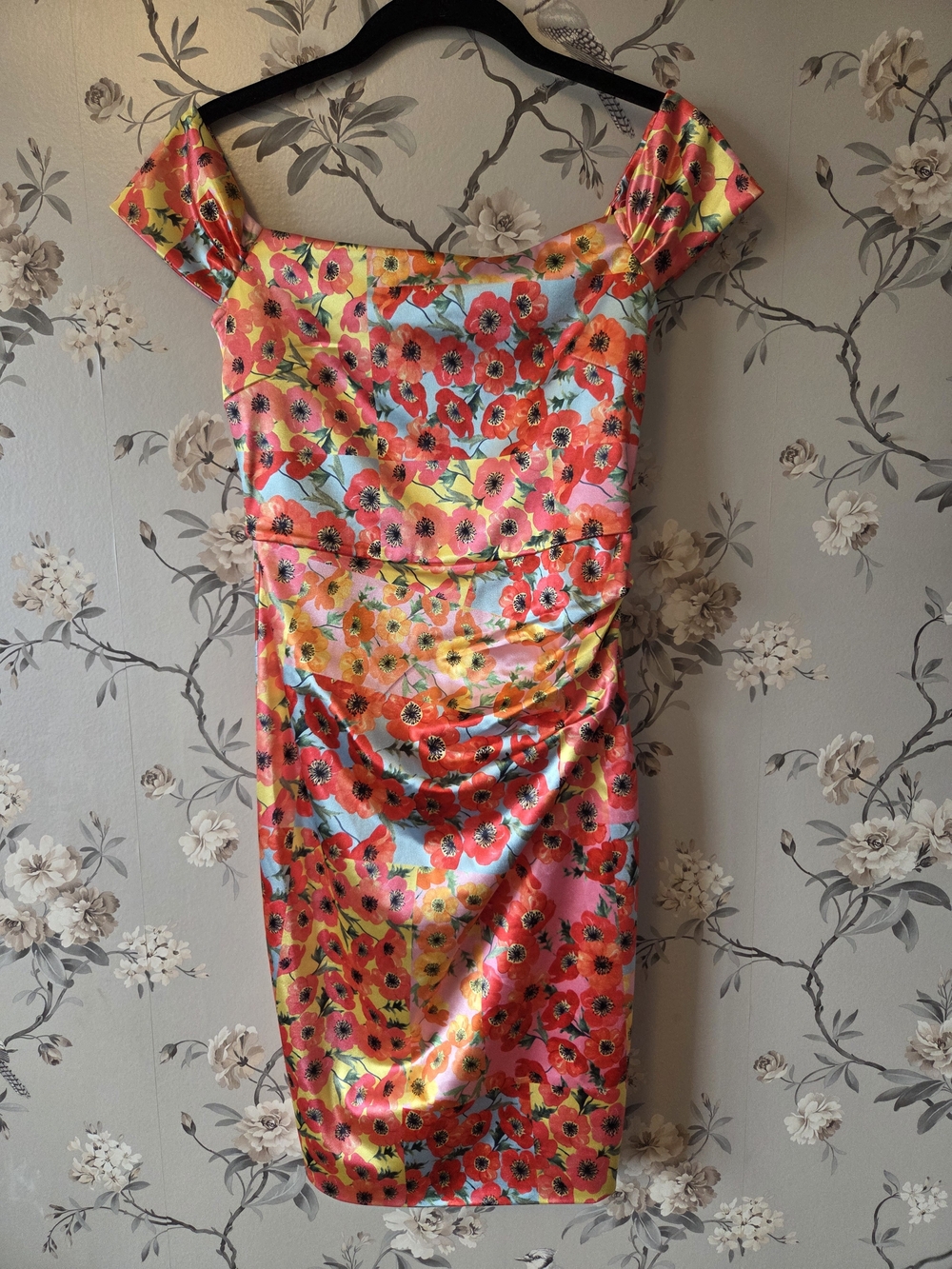 Guess Off-Shoulder Floral Satin Dress Size XS NWT
